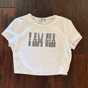 I.AM.GIA White Graphic Crop Top